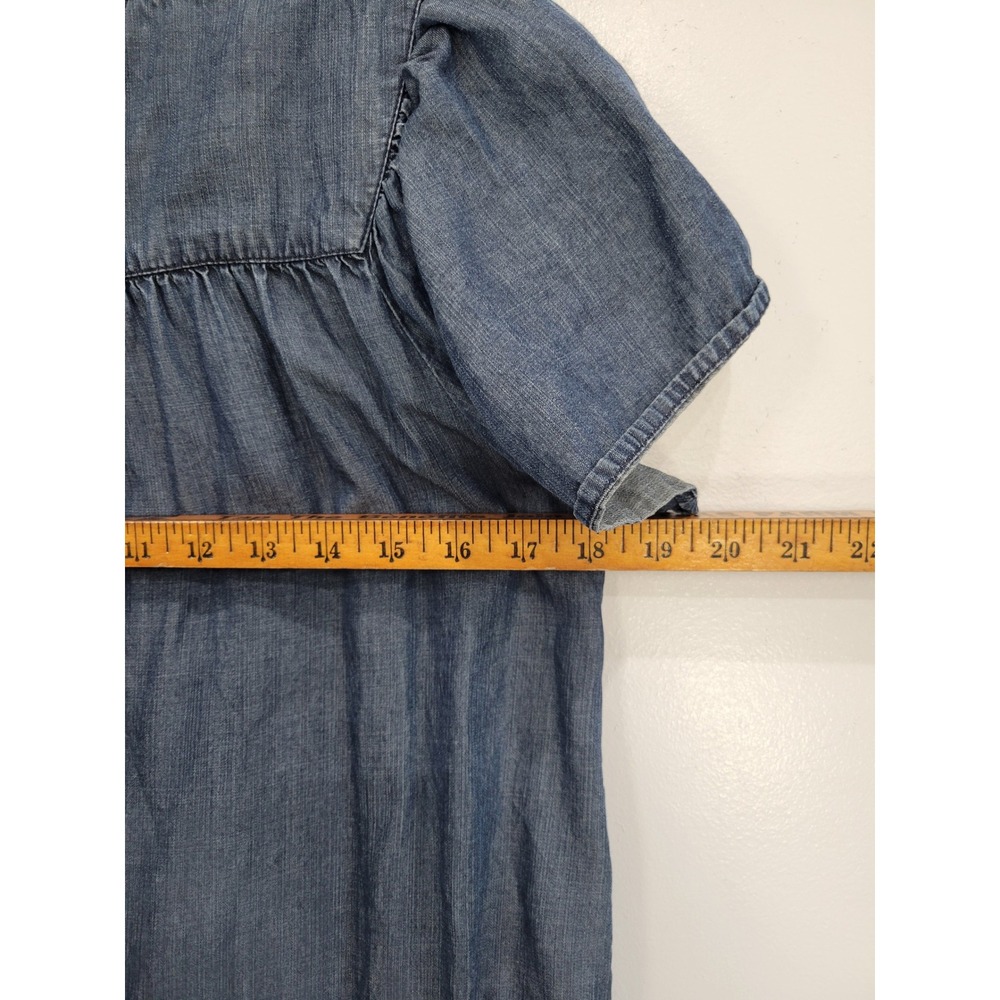 Ariat Blue Denim Short Sleeve Peasant Blouse - Picture 6 of 7